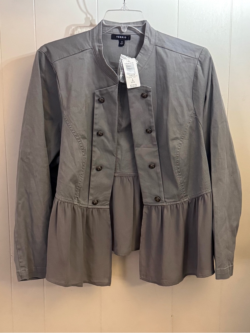 torrid Gray Peplum Double-Breasted Jacket
